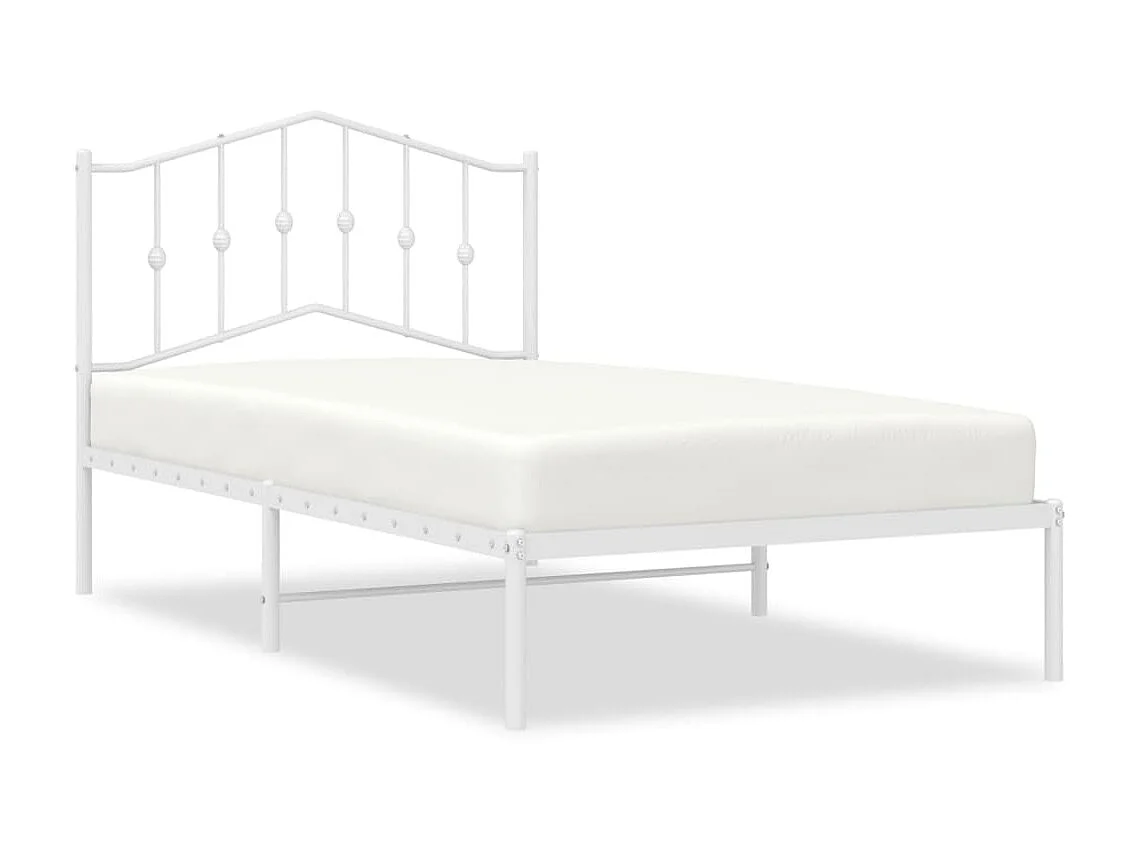 Lit-100x190 cm métal avec tête de lit blanc EGGB68937