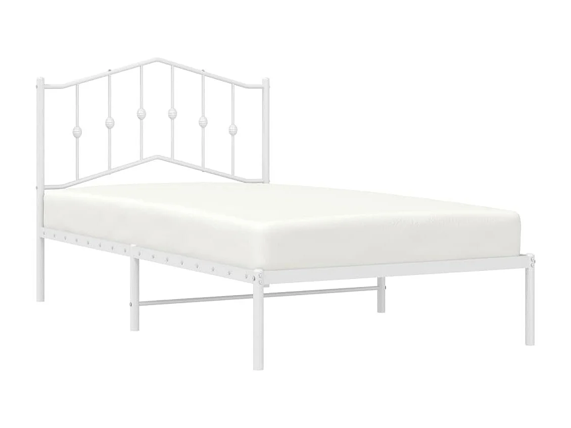 Lit-100x190 cm métal avec tête de lit blanc EGGB68937