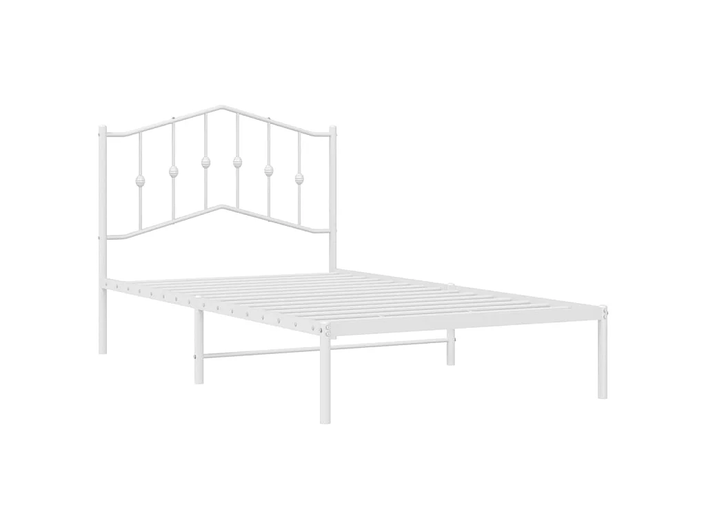 Lit-100x190 cm métal avec tête de lit blanc EGGB68937