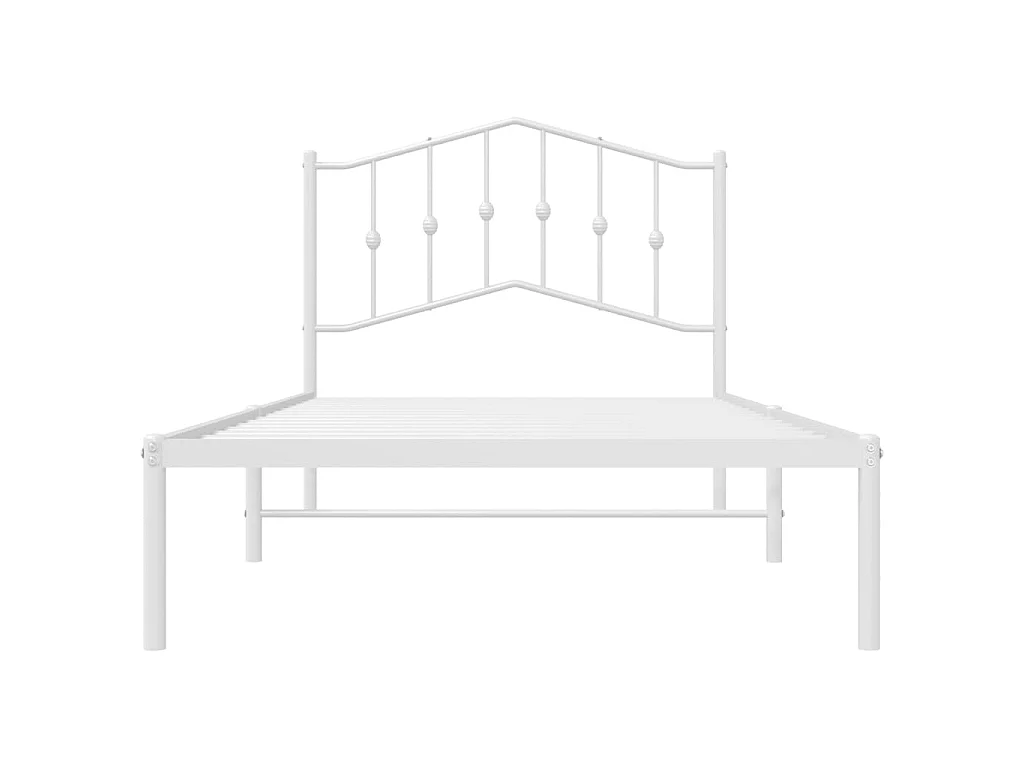 Lit-100x190 cm métal avec tête de lit blanc EGGB68937