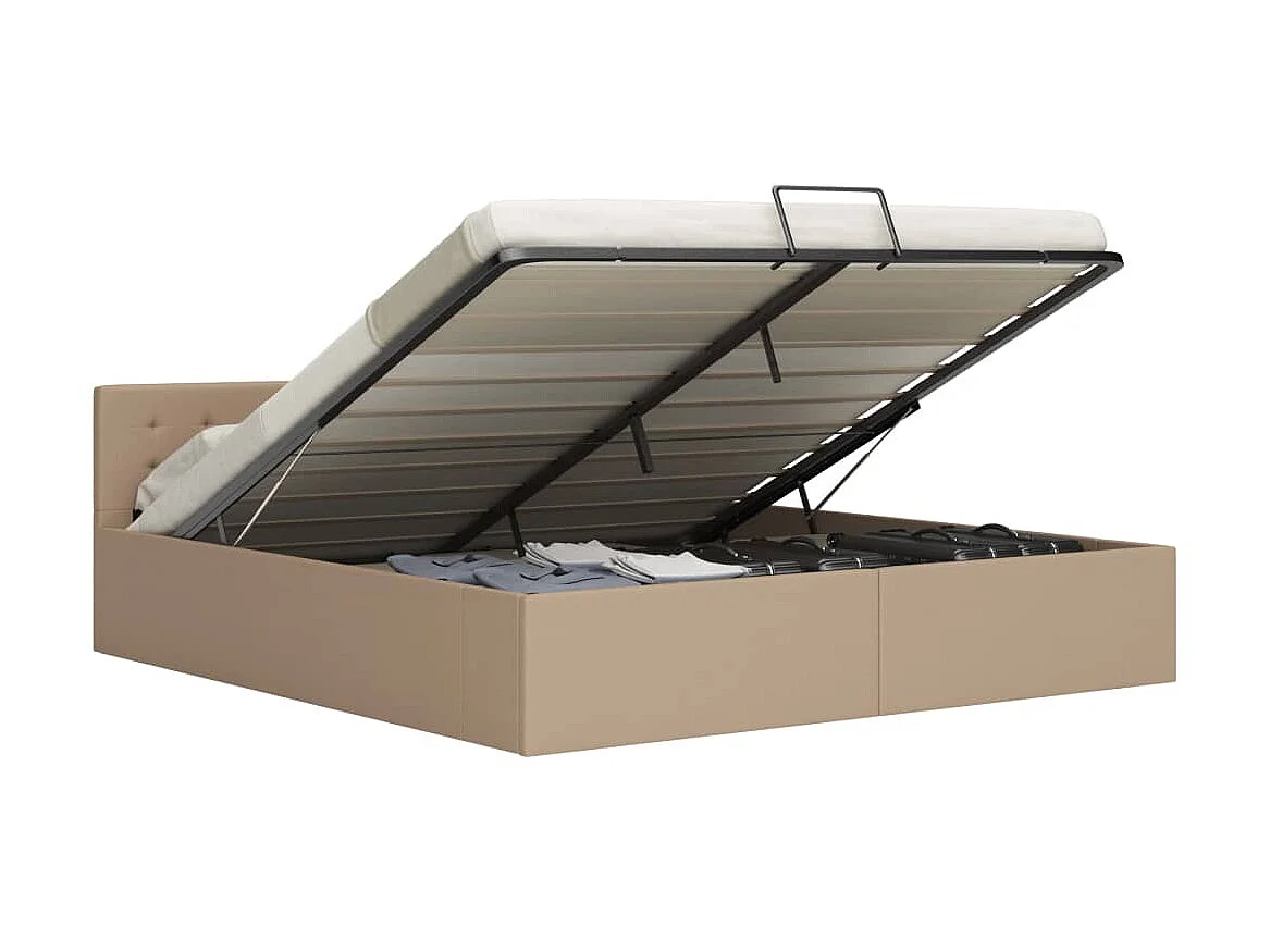 Lit-160x200 cm à rangement Cappuccino Similicuir EGGB66272