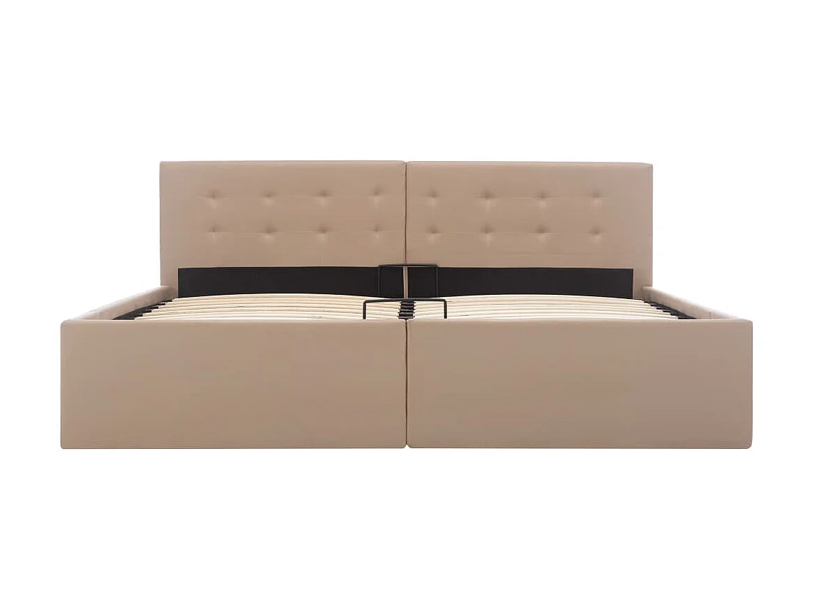 Lit-160x200 cm à rangement Cappuccino Similicuir EGGB66272