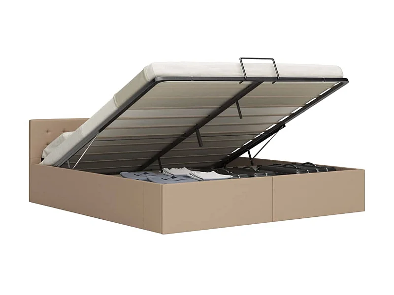 Lit-160x200 cm à rangement Cappuccino Similicuir EGGB66272