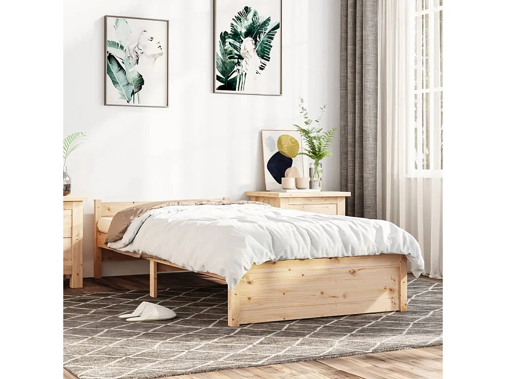 Lit-100x200 cm Bois massif EGGB28627