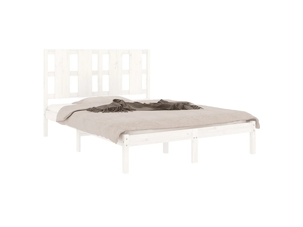 Cama 120x200 cm madera maciza de pino blanca ES47627