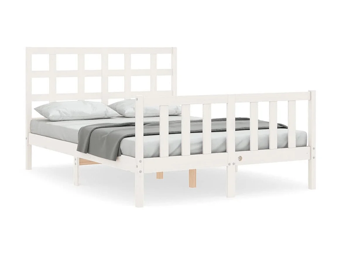 Lit-120x200 cm avec tête de lit blanc bois massif EGGB32090