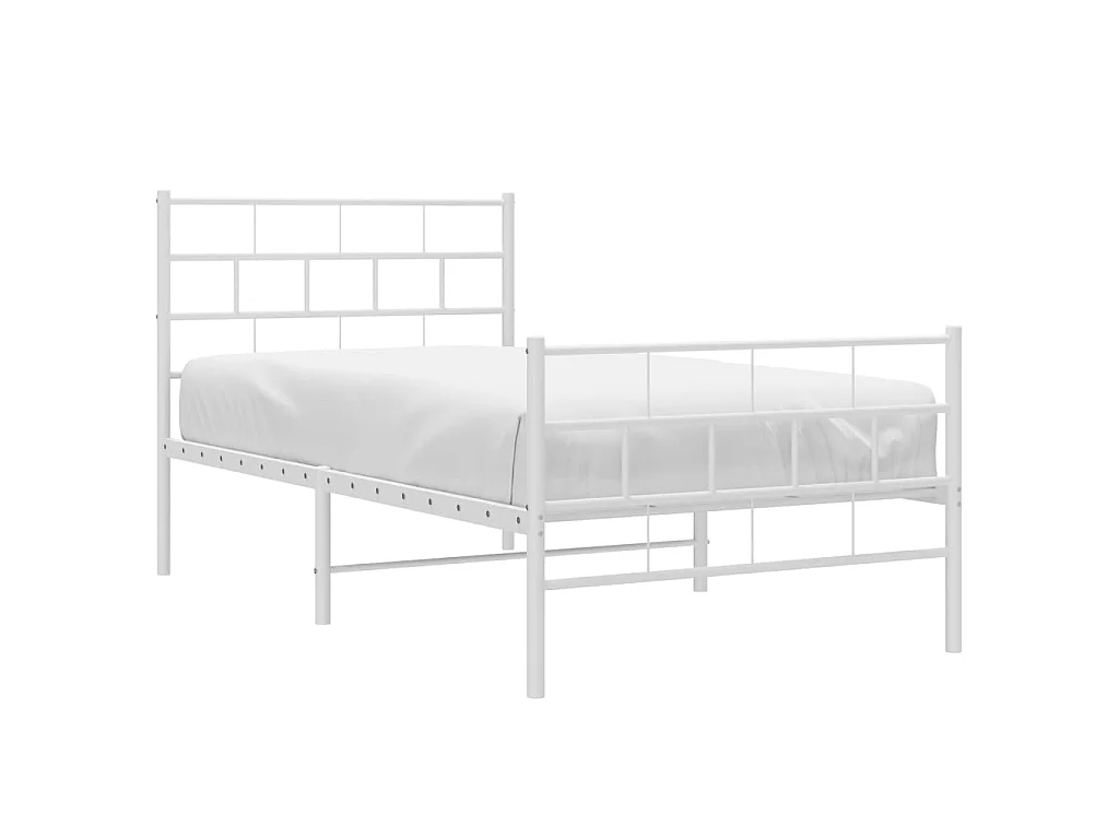 Lit-100x200 cm métal avec tête de lit/pied de lit blanc EGGB85388