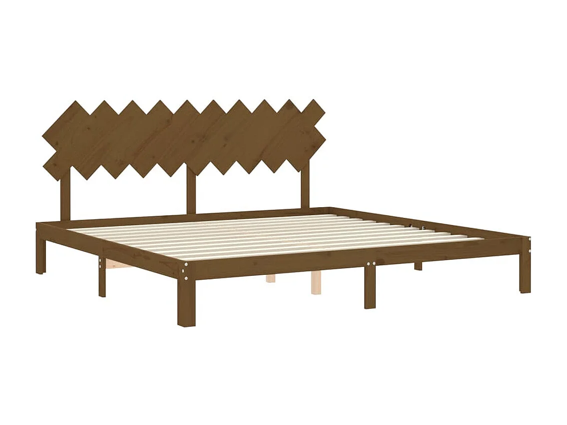 Cama c/ cabeceira 200x200cm maciço castanho-mel PT910145