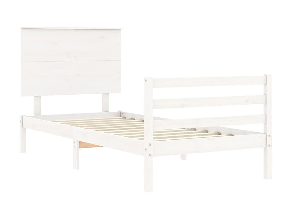Lit-90x200 cm avec tête de lit blanc bois massif EGGB67971