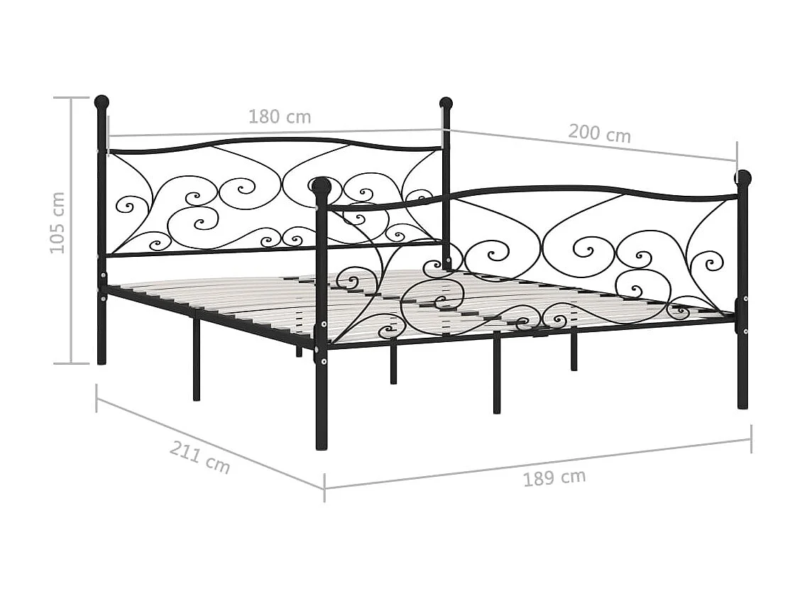 Cama 90x200 cm con somier metal negro ES12518