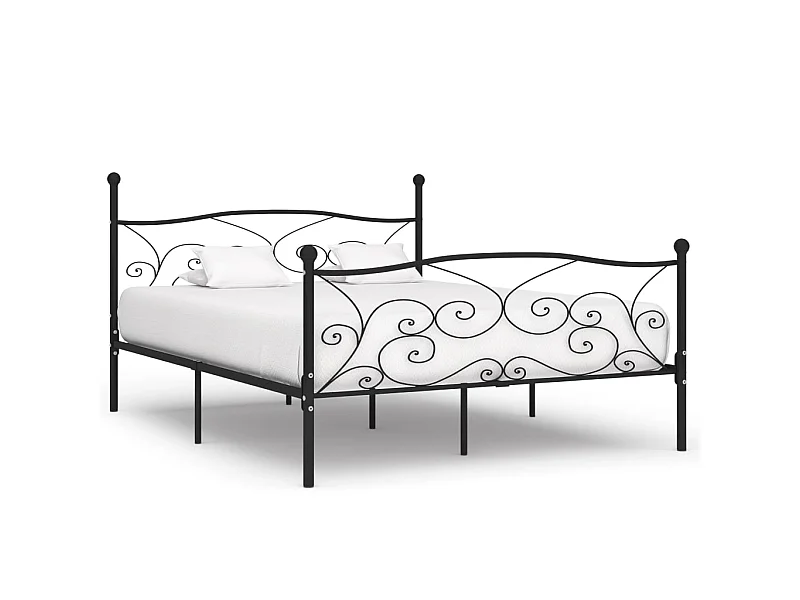 Cama 90x200 cm con somier metal negro ES12518