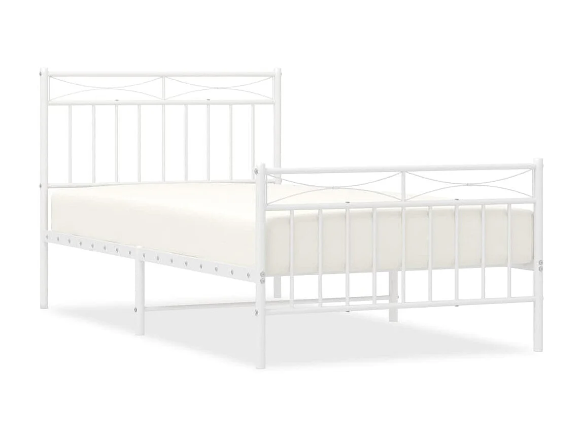 Lit-100x190 cm métal avec tête de lit/pied de lit blanc EGGB56550
