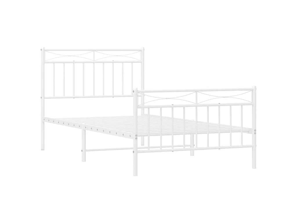 Lit-100x190 cm métal avec tête de lit/pied de lit blanc EGGB56550
