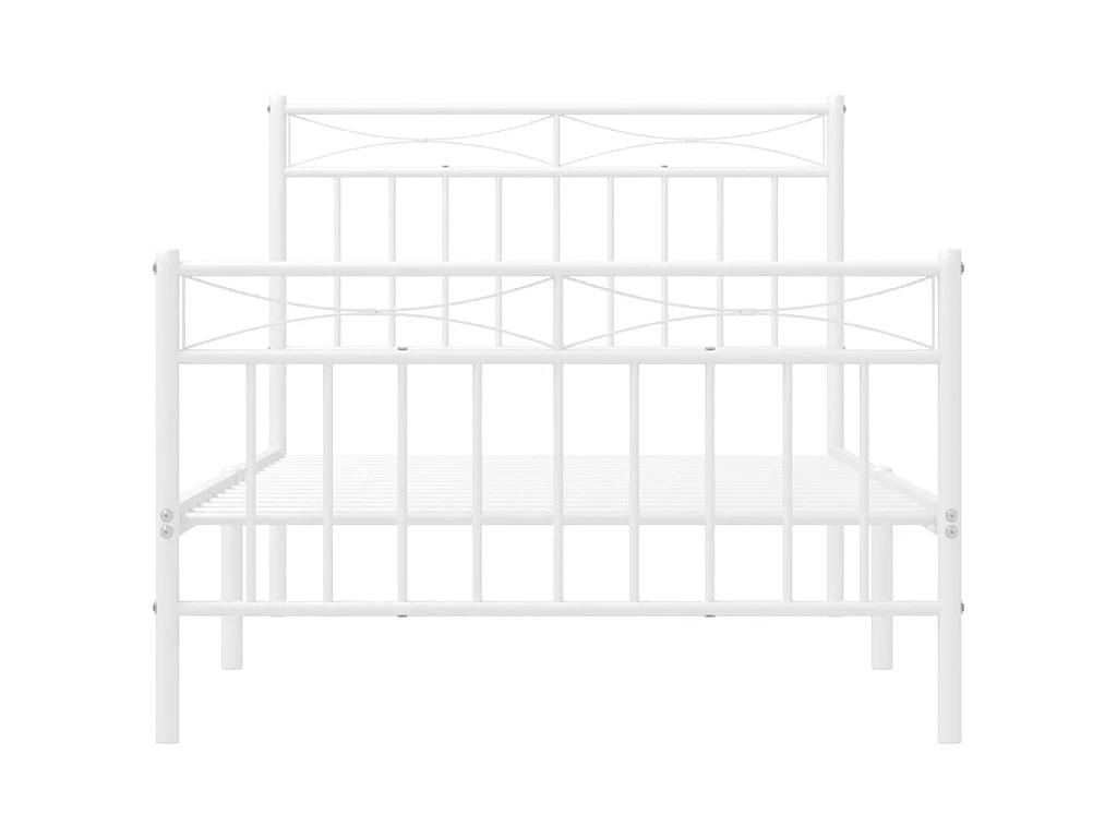 Lit-100x190 cm métal avec tête de lit/pied de lit blanc EGGB56550