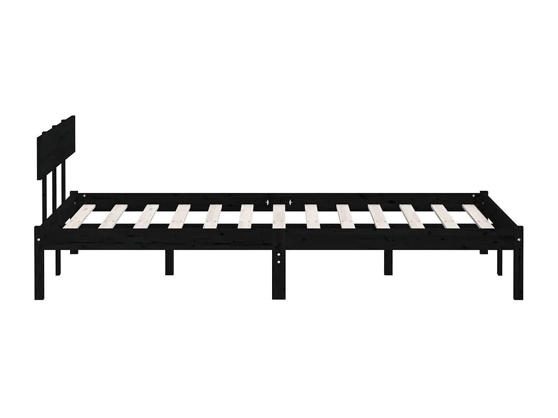 Cama 140x200 cm pinho maciço preto PT708433