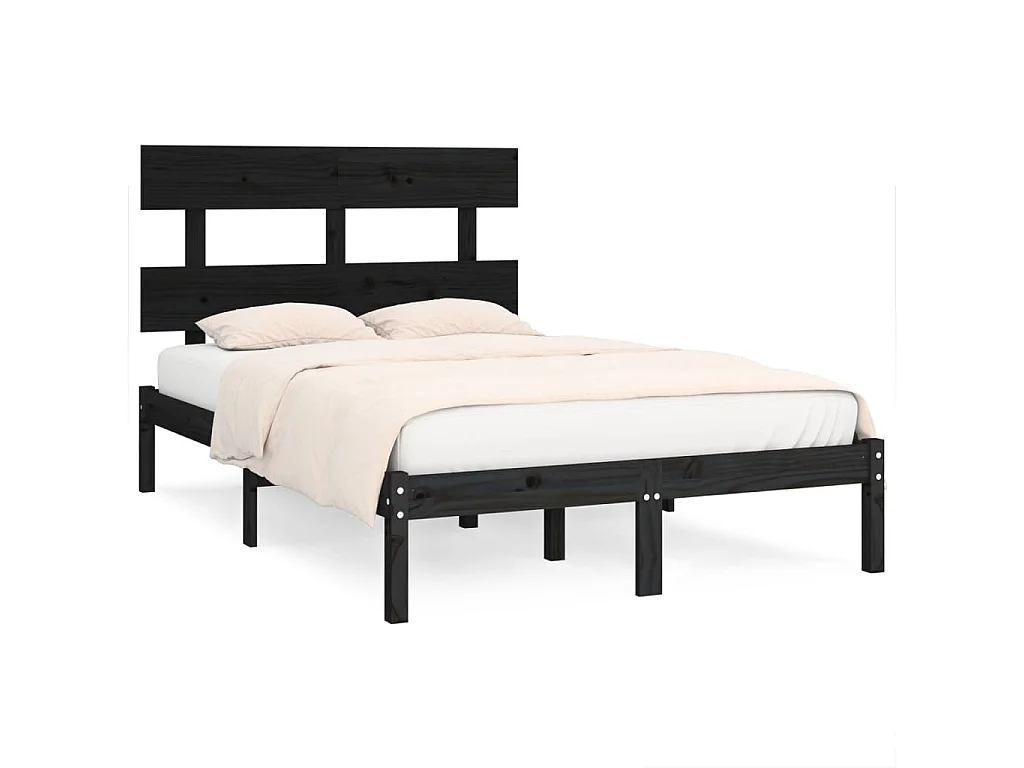 Bedframe massief hout zwart 140x190 cm NL42285