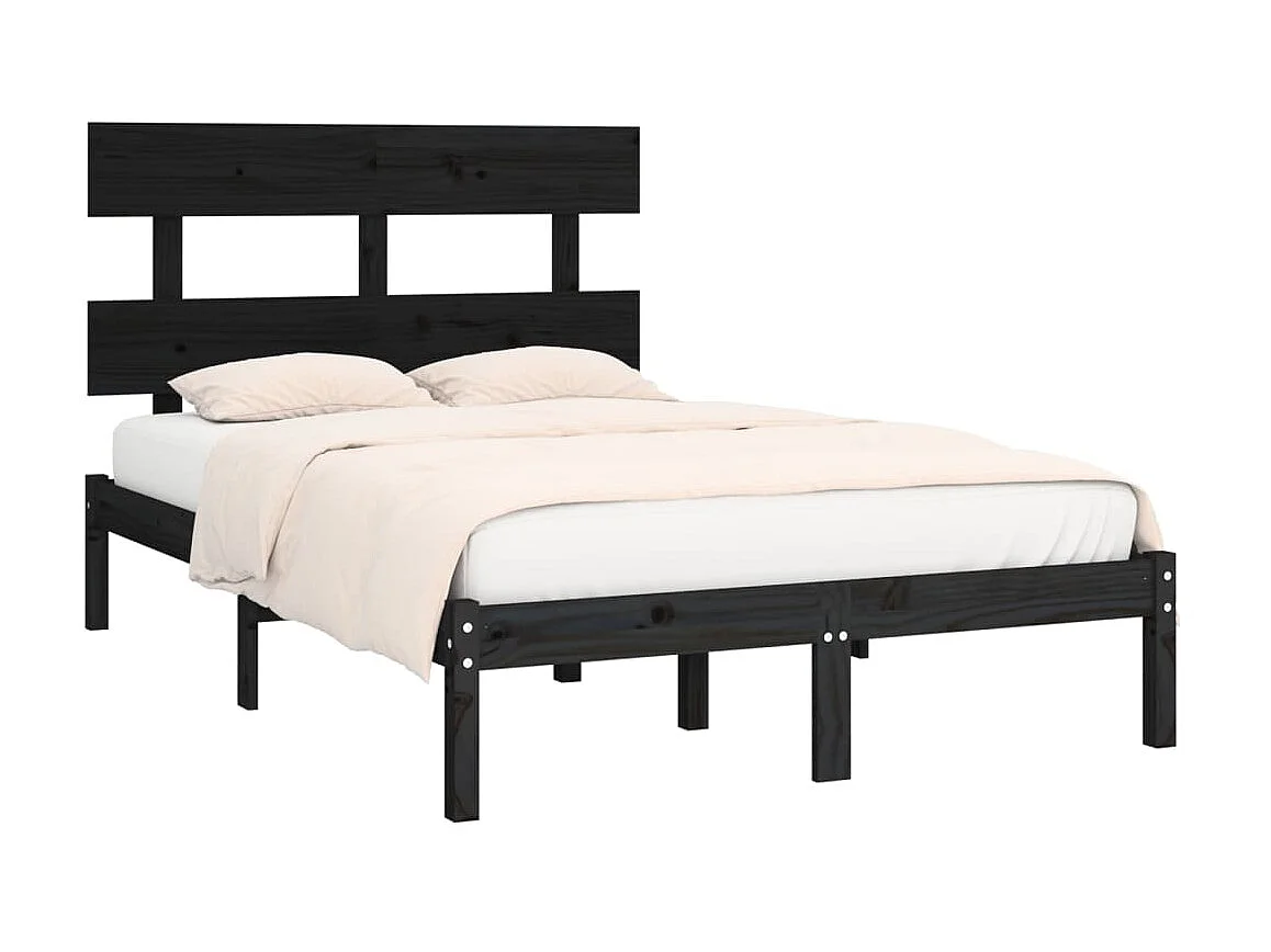 Bedframe massief hout zwart 140x190 cm NL42285