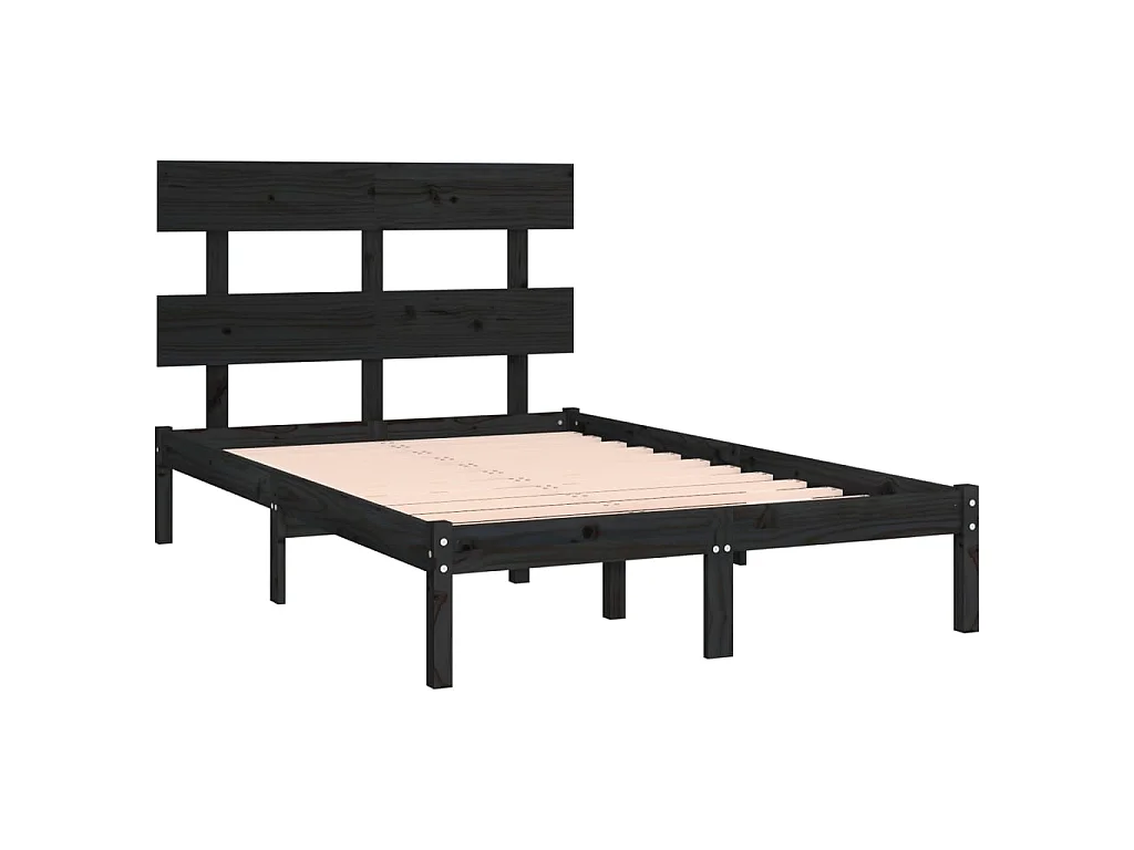 Bedframe massief hout zwart 140x190 cm NL42285