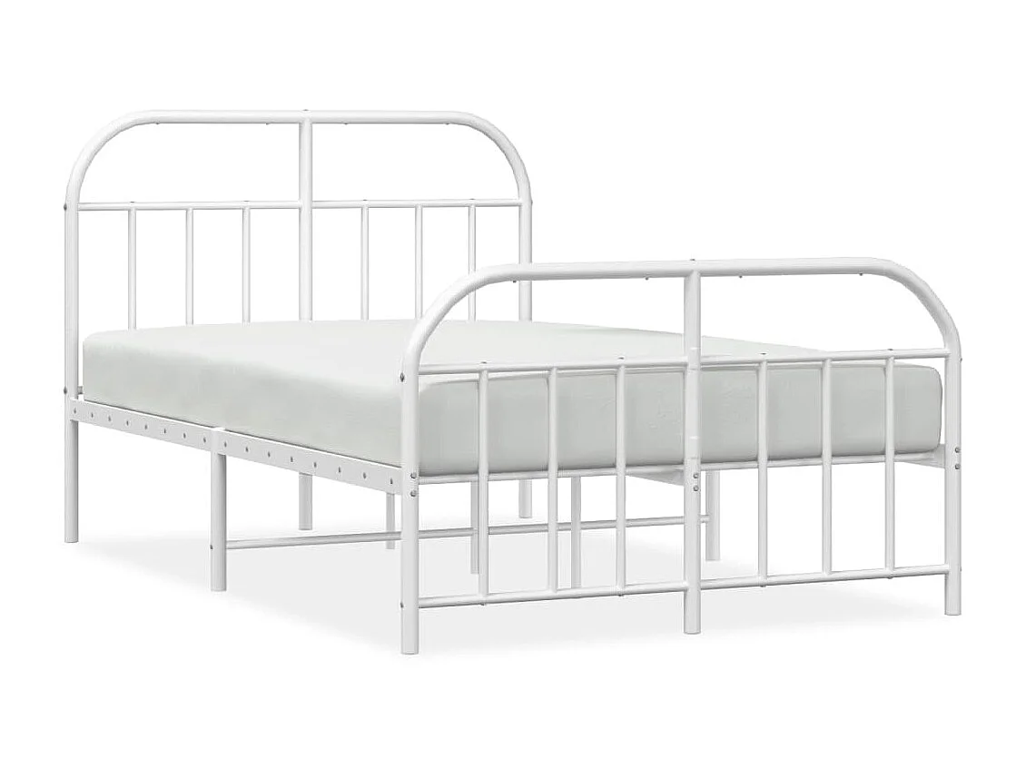 Lit-120x190 cm métal avec tête de lit/pied de lit blanc EGGB79896