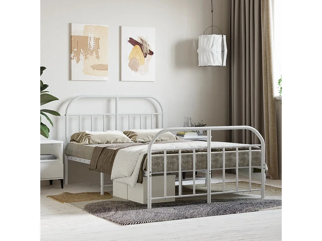 Cama com cabeceira e pés 120x190 cm metal branco PT770191