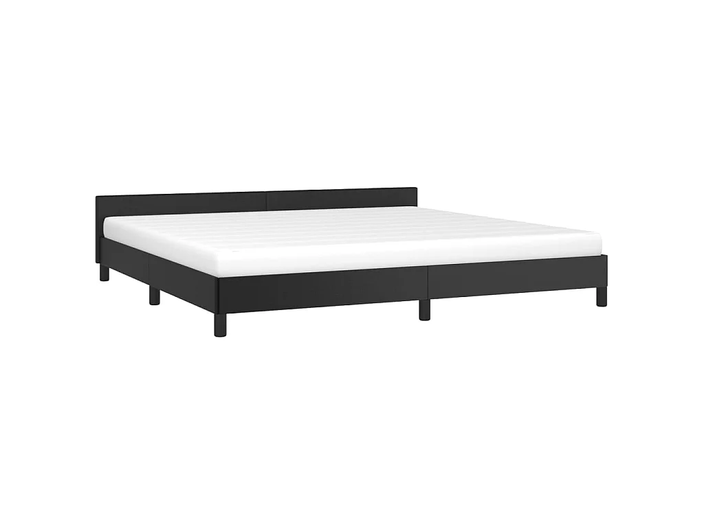 Cama c/ cabeceira 200x200 cm couro artificial preto PT374063