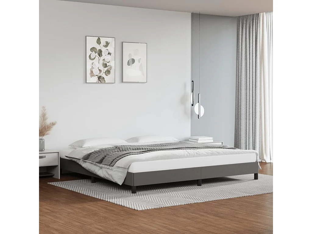 Lit-200x200 cm Gris Similicuir EGGB73391
