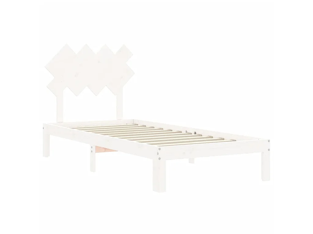 Lit-90x190 cm avec tête de lit blanc simple bois massif EGGB93715