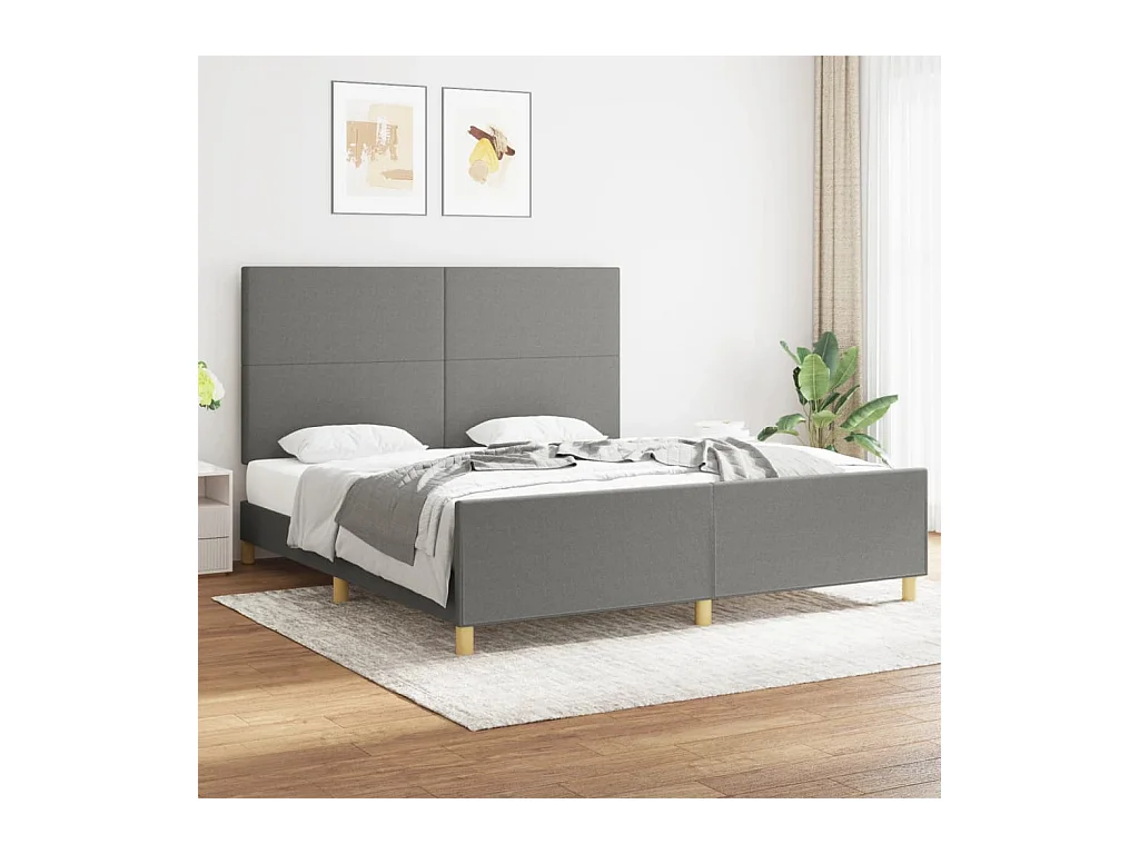 Lit-180x200 cm avec tête de lit Gris foncé Tissu EGGB77591