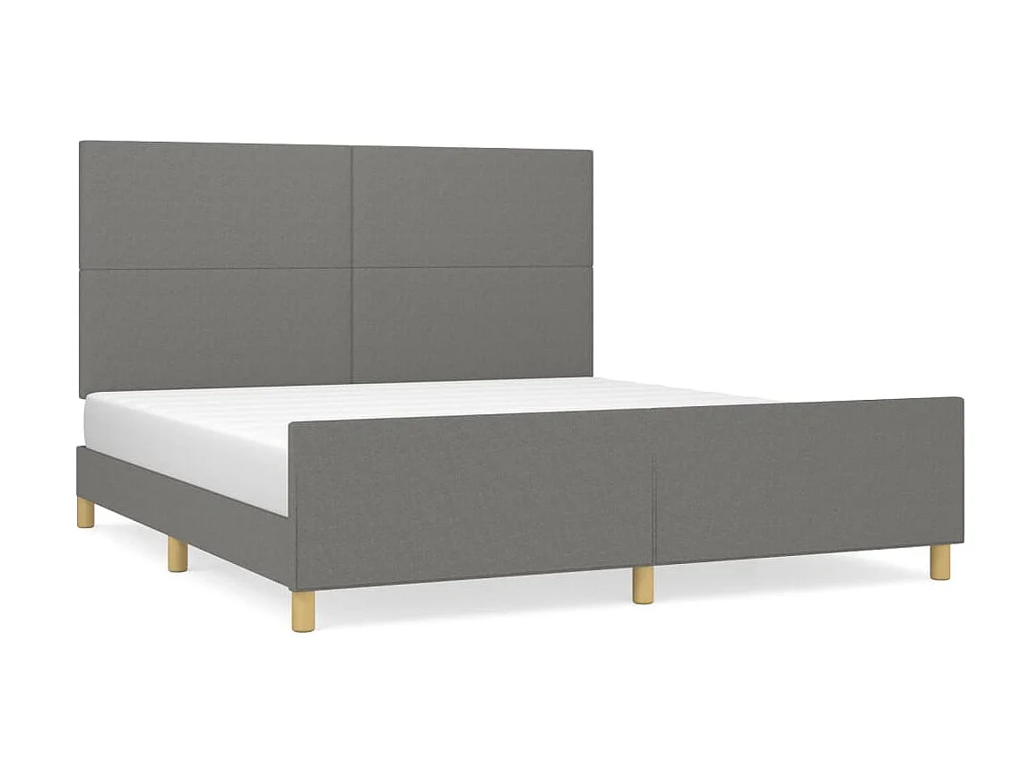 Bedframe met hoofdbord stof donkergrijs 180x200 cm NL60833