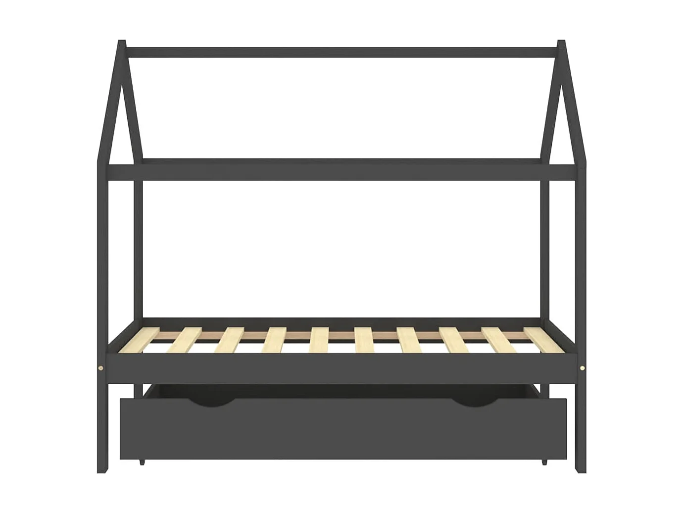 Cama p/ crianças c/ gaveta 80x160 cm pinho maciço cinza-escuro PT366881