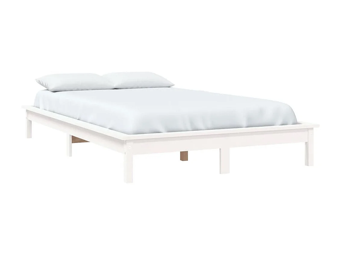 Lit-150x200 cm Blanc Bois de pin massif Très grand EGGB91301