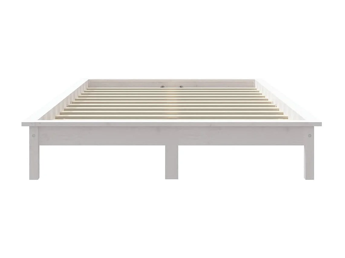 Lit-150x200 cm Blanc Bois de pin massif Très grand EGGB91301