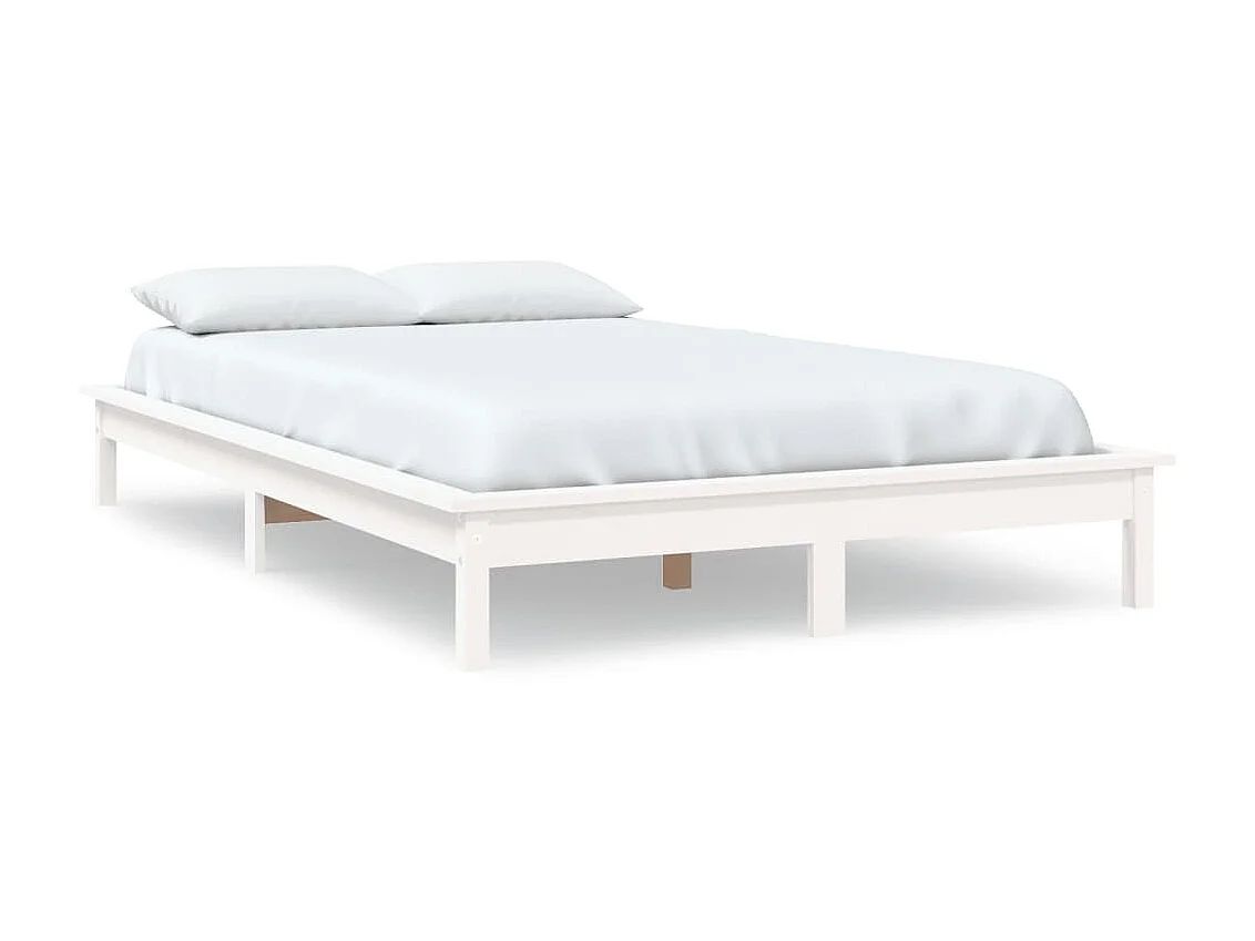 Cama king size 150x200 cm pinho maciço branco PT670681
