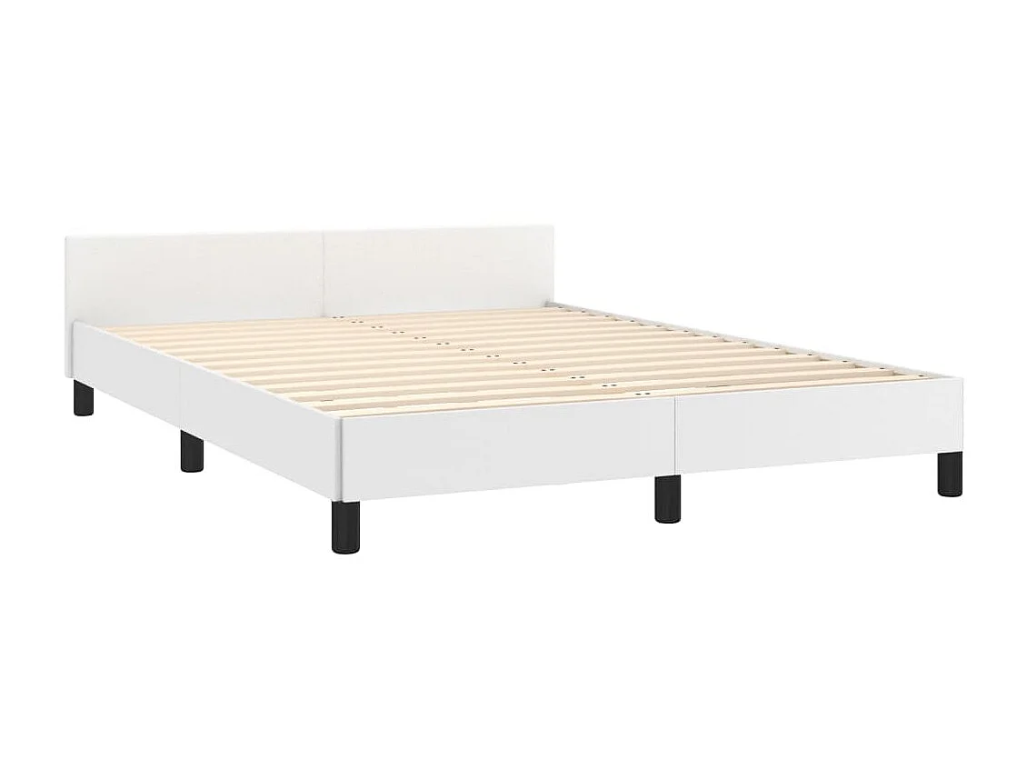 Lit-140x200 cm avec tête de lit Blanc Similicuir EGGB66901