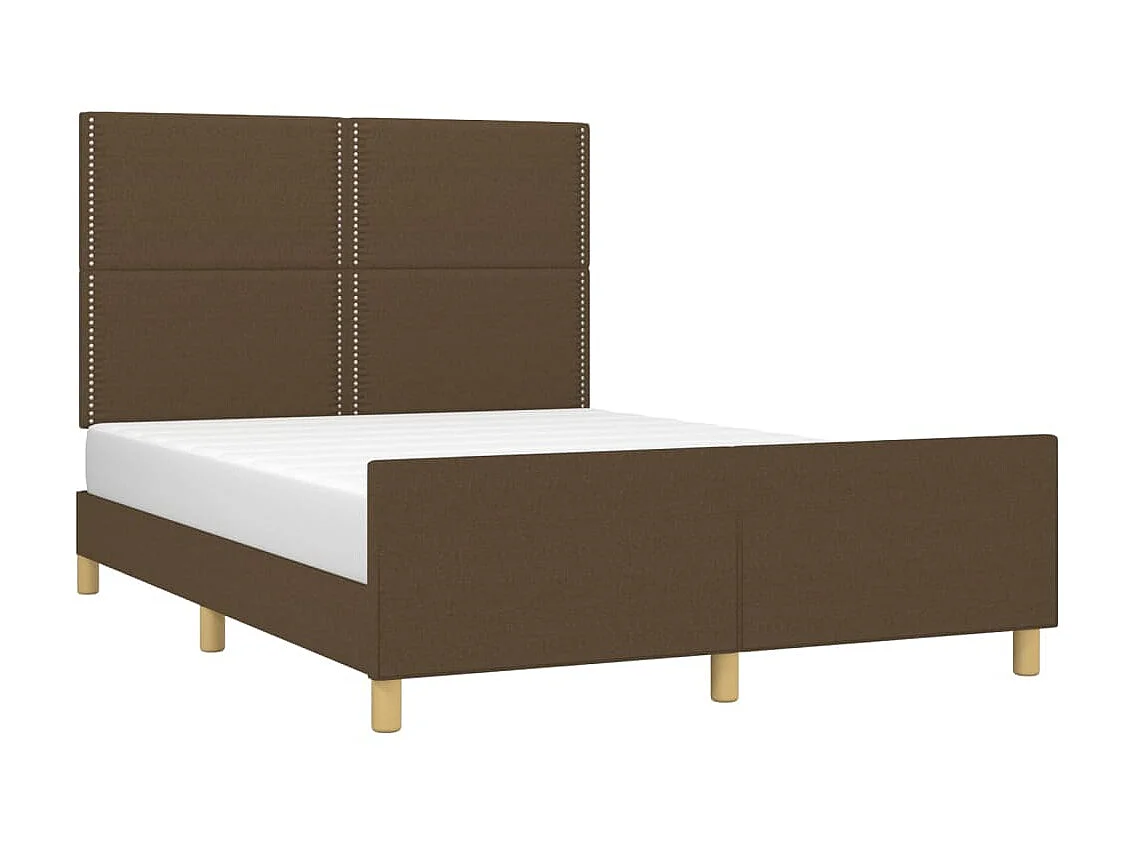 Lit-140x190 cm avec tête de lit Marron foncé Tissu EGGB63923