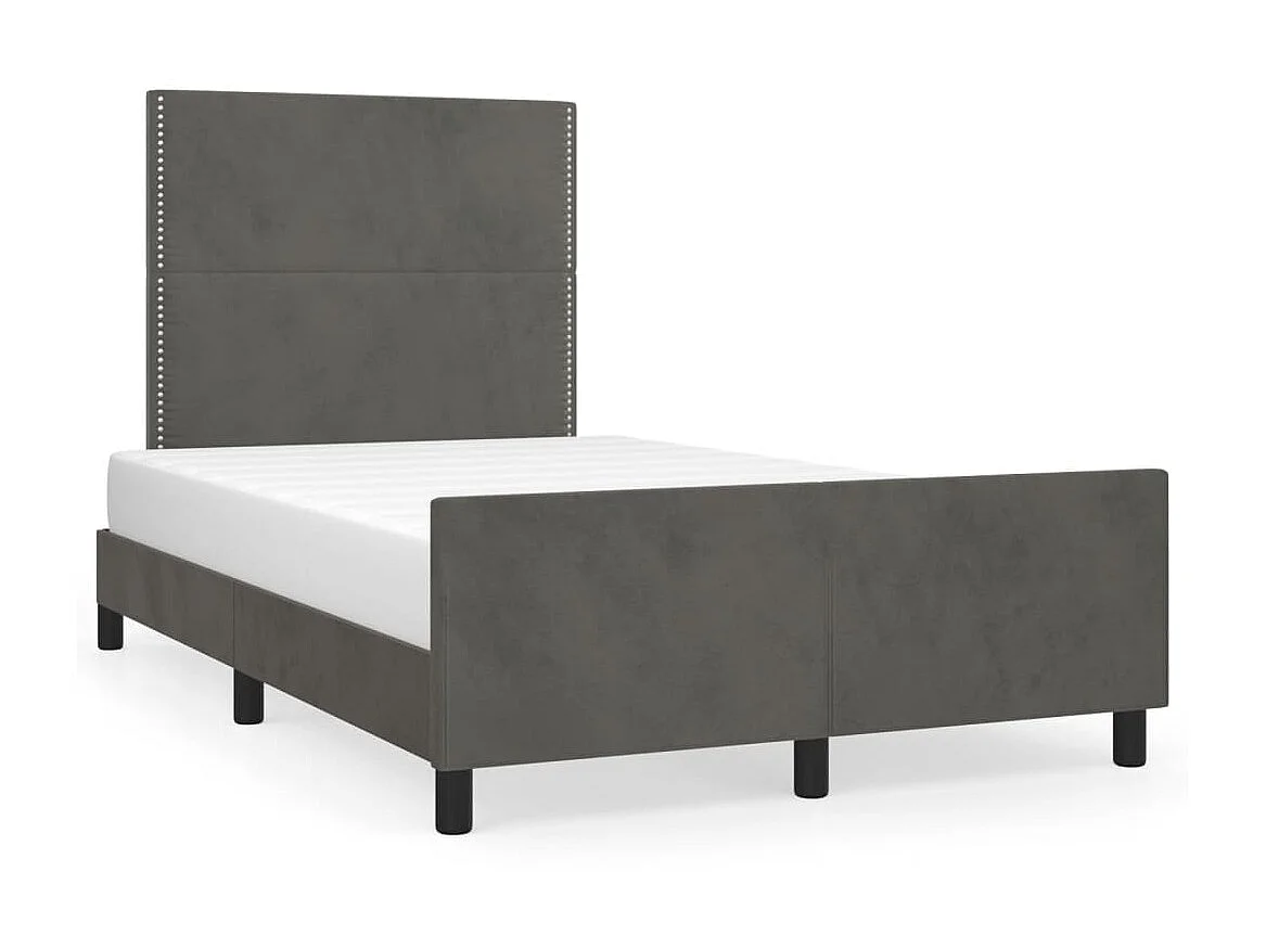 Lit-120x200 cm avec tête de lit Gris foncé Velours EGGB38477