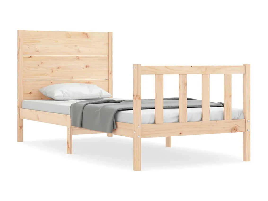 Lit-90x190 cm avec tête de lit simple bois massif EGGB30303