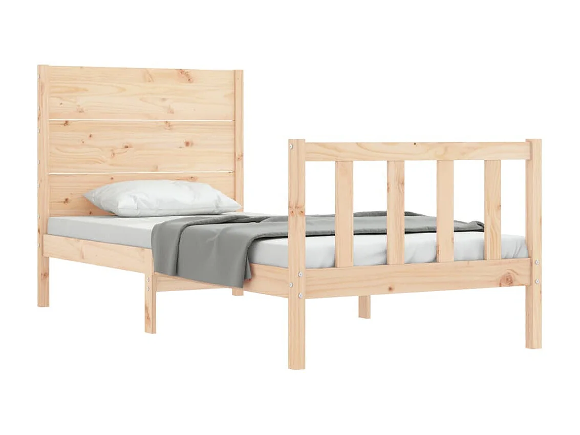 Lit-90x190 cm avec tête de lit simple bois massif EGGB30303
