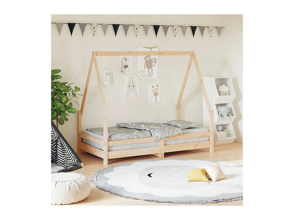 Lit-80x160 cm pour enfant bois de pin massif EGGB33838