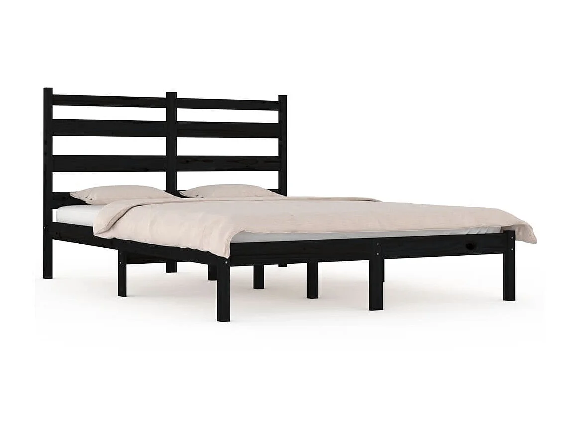 Bedframe massief grenenhout zwart 140x190 cm NL82908