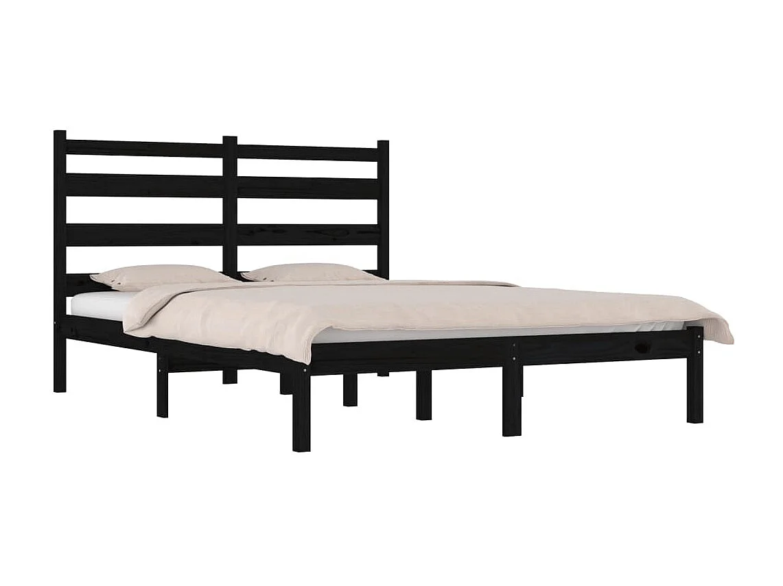 Bedframe massief grenenhout zwart 140x190 cm NL82908