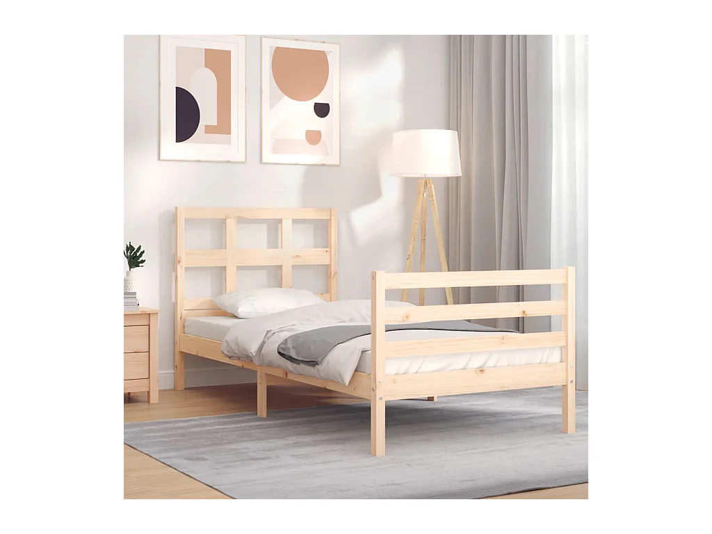 Bedframe met hoofdbord massief hout NL24420