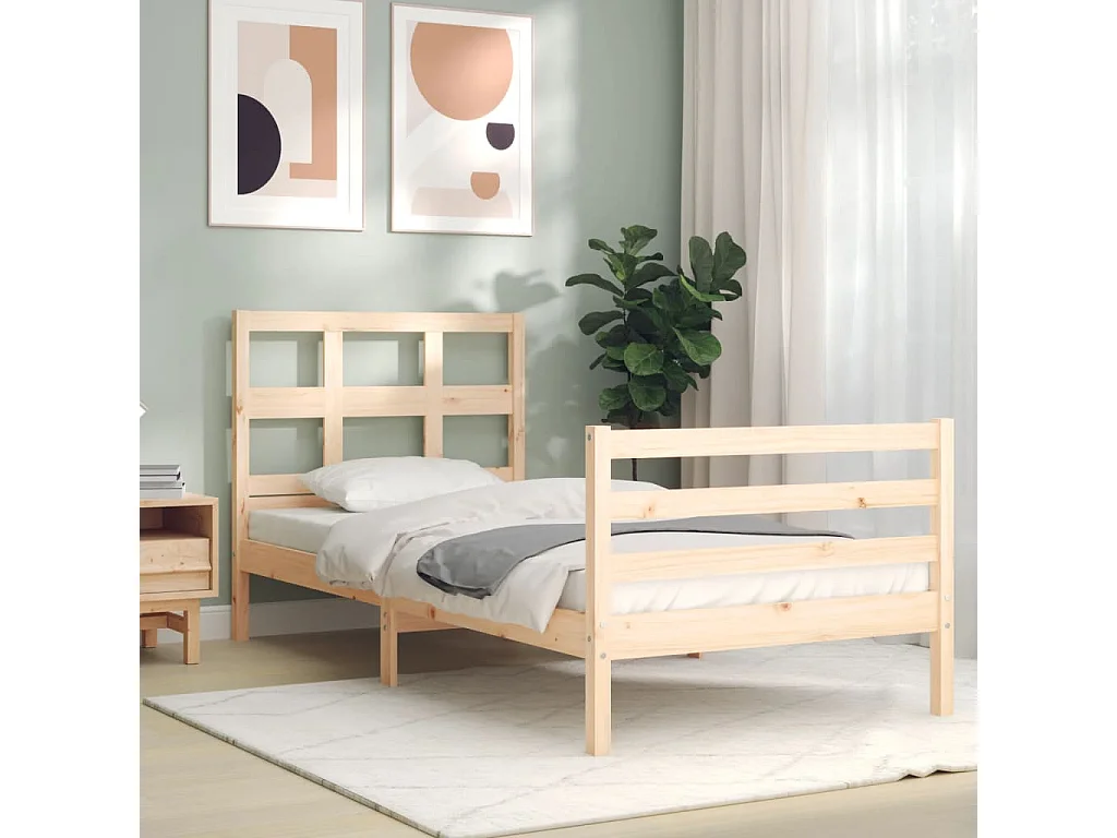 Bedframe met hoofdbord massief hout NL24420