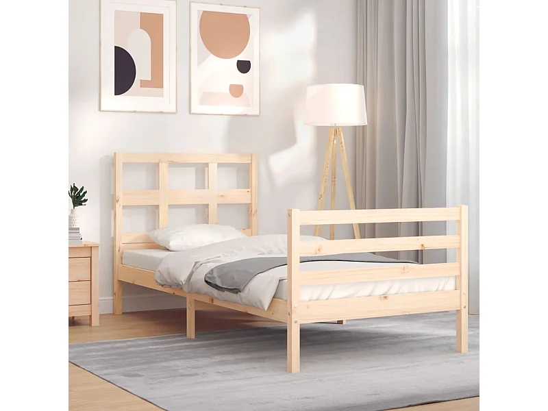 Bedframe met hoofdbord massief hout NL24420