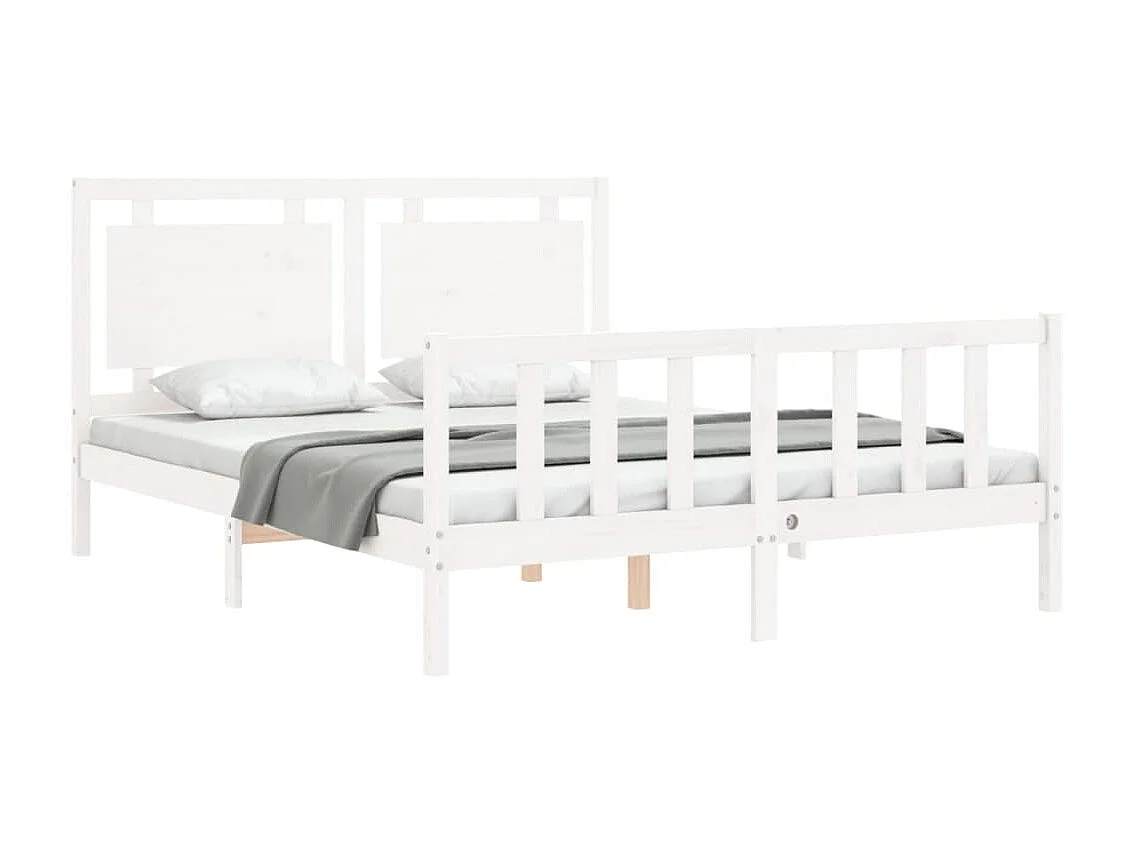 Lit-160x200 cm avec tête de lit blanc bois massif EGGB71594
