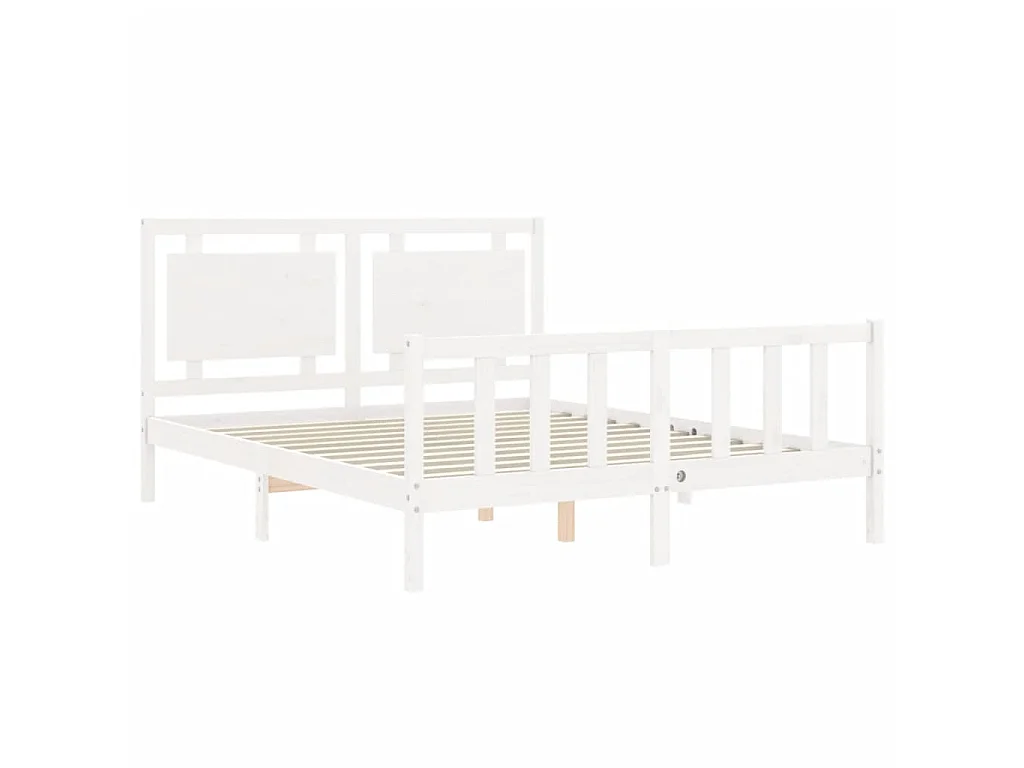 Lit-160x200 cm avec tête de lit blanc bois massif EGGB71594