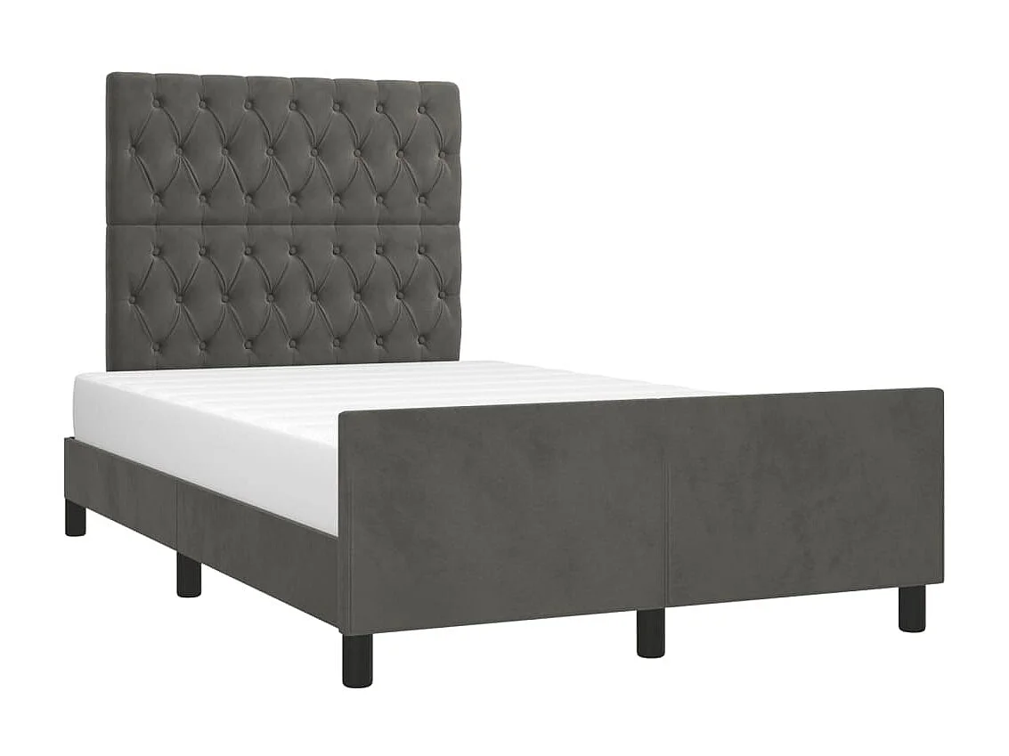 Lit-120x200 cm avec tête de lit Gris foncé Velours EGGB31414