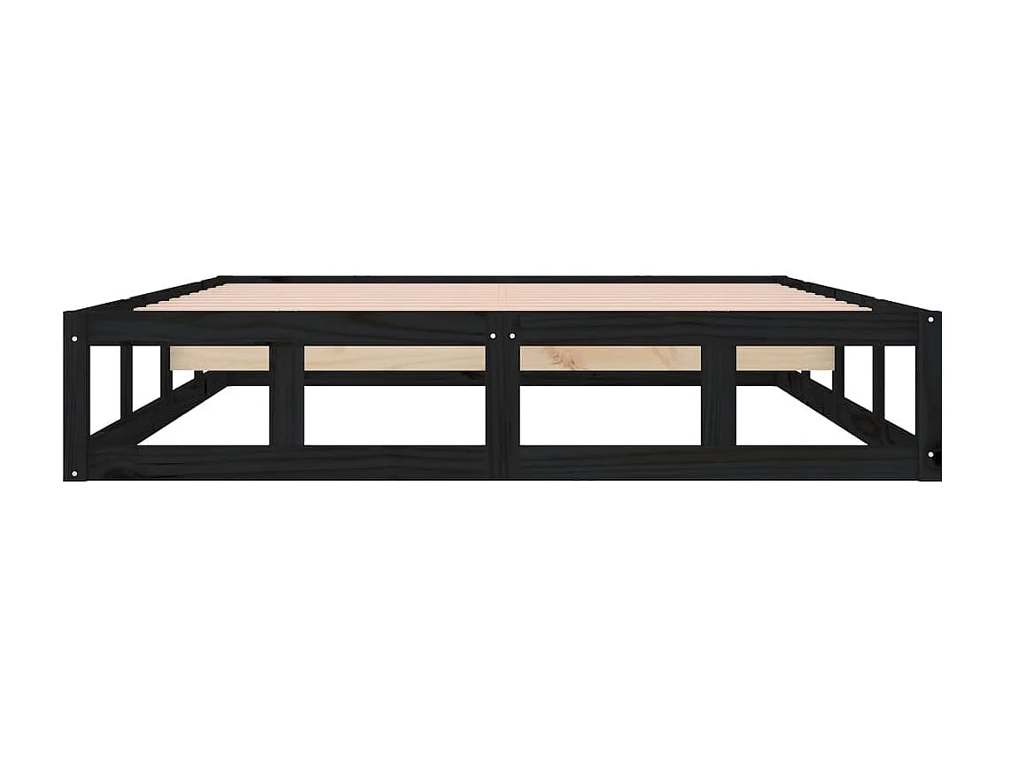 Lit-140x190 cm Noir Bois massif EGGB30611