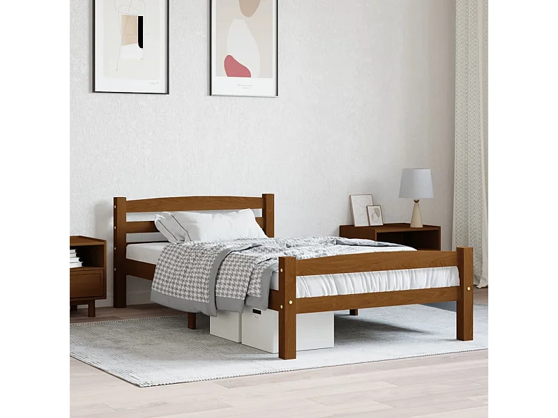 Cama 100x200 cm pinho maciço castanho mel PT507641