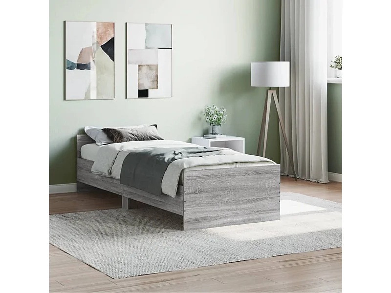 Lit-75x190 cm sonoma gris petit simple bois ingénierie EGGB75094